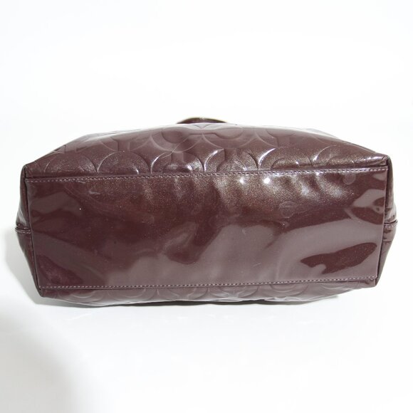 Coach Embossed Patent Leather Peyton Signature C Plum Purple Tote Bag Purse - Picture 8 of 16
